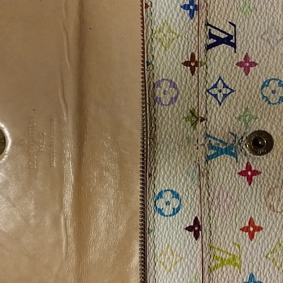 takashi lv wallet authentic louis vuitton long white leather colorful - Picture 7 of 10